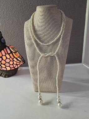 Classic Ivory Pearl Lariat Necklace - Unbranded